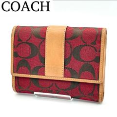 COACH コーチ 折り財布 シグネチャー レッド 二つ折り財布 COACH コーチ 二つ折り財布 ミニシグネチャー L字ファスナー レッド