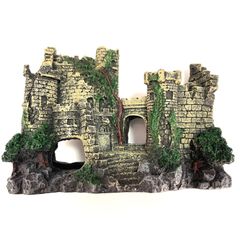 KINGBISON アクアリウム 水槽用 オブジェ 古城 用品 置物 樹脂 飾り 用 魚 爬虫類 カメ オーナメント 水槽 オブジェ ハムスター (クラシック） [クリーム]