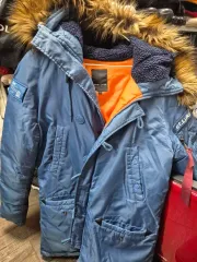 SAINT LUIS ルカ ブルー ファー フード ダウン アウター L