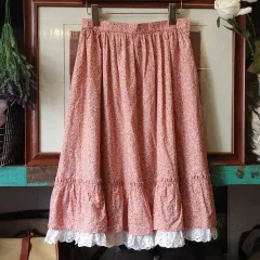 90s チロリアン ヴィンテージ スカート ピーチ フローラル レイヤード スカート