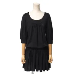 ■美品■BURBERRY BLUE LABEL バーバリーブルーレーベル ワンピース サイズ38 ギャザー フレアワンピ―ス 五分袖 ブランド古着【中古】20251217/RA6897