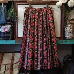 90s チロリアン ヴィンテージ スカート ロング スカート ストライプ フラワー