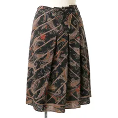 新品同　エトロ　ETRO スカート 膝丈　渋グリーン　シルク混　ペイズリー　M 新品同 エトロ ETRO スカート 膝丈 渋グリーン シルク混 ペイズリー M