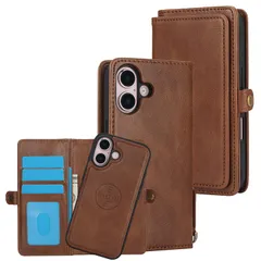 新品 Pelanty for iPhone 16 ケース手帳型 for iPhone16 2in1背面カバー PUレザー+TPU 分離式 両用2way 取り外し自由 携帯カバー 財布型ICカード収納 お札入れ小銭入れ スタンド機能 マグネット 縄掛けストラップ