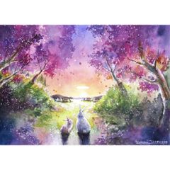 原画）春光の森の音色【SMサイズ／水彩画／#2975】 - メルカリ