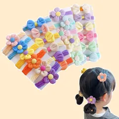 絡まらない 痛くない 髪留め 髪ゴム こども ヘアアクセサリー 髪飾り 赤ちゃん ベビー 女の子 キッズ カラフル 幼稚園 蝶結び リボン 保育園 花 ギフト 可愛い おしゃれ (C 24本セット 子供 24本) ヘアゴム