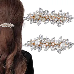 ハーフアップ 髪留め おしゃれ ヘアアクセサリー 大きめ blue]バレッタ (ゴールド) de [all