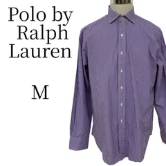 ★美品 Polo by Ralph Lauren ポロバイラルフローレン 白
紫
チェック柄 シャツ M PSP22-05