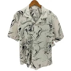 ザラ ZARA REGULAR FIT 総柄 オープンカラー S/S シアサッカー シャツ メンズ import：M 