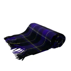 Joshua Ellis(ジョシュアエリス) ストール(ショール) - 黒×パープル×マルチ チェック柄 カシミヤ