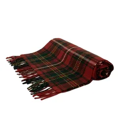 Joshua Ellis(ジョシュアエリス) ストール(ショール) - レッド×ダークグリーン×マルチ チェック柄 カシミヤ
