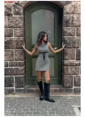 ザラ サテン リーボンのミニ ワンピース シュシュ통 S