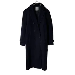 ZK18【美品】NANO UNIVERSE ナノユニバース ロングコート ウールコート ダブルブレスト ネイビー サイズ38