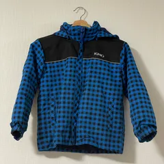 【中古品】IGNIO イグニオ キッズ スキーウェア ジャケット 130 ブルー チェック柄 防寒 アウター 男の子 ジャンパー ジュニア 子供用