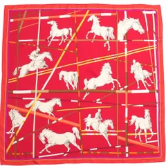 ■美品■HERMES エルメス SAUT D’OBSTACLES CARRE 90 カレ90 スカーフ 乗馬 ホース 総柄 総シルク バンダナ ブランド古着【中古】20250827/RA5875