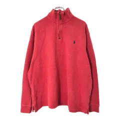 Polo by Ralph Lauren ポロ ラルフローレン ハーフジップ コットンセーター レッド(メンズ XL)中古 古着 V9813