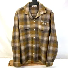 01w-5820 スタンダードカリフォルニア STANDARD CALIFORNIA  ウール100％ チェック 長袖シャツ ブラウン サイズM メンズ  トップス  【中古品】