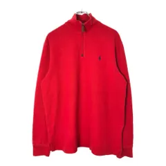 Polo by Ralph Lauren ポロ ラルフローレン ハーフジップ コットンセーター レッド(メンズ M)中古 古着 V9837