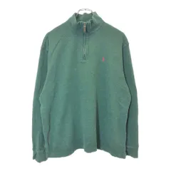 Polo by Ralph Lauren ポロ ラルフローレン ハーフジップ コットンセーター グリーン(メンズ M)中古 古着 V9883