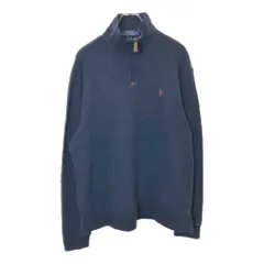 Polo by Ralph Lauren ポロ ラルフローレン ハーフジップ コットンセーター ネイビー(メンズ L)中古 古着 V9885