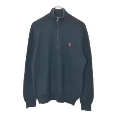 Polo by Ralph Lauren ポロ ラルフローレン ハーフジップ コットンセーター ブラック(メンズ M)中古 古着 V9878