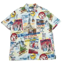 ■美品■2024SS■Polo by Ralph Lauren ポロバイラルフローレン ポロシャツ サイズL/G 半袖 総柄 シャツ トップス PARIS エッフェル塔 ブランド古着【中古】20250715/RA5475