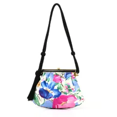 ■美品■RALPH LAUREN ラルフローレン ハンドバッグ 花柄 タッセル ラインストーン装飾 かま口 イタリア製 ブランド古着【中古】20250722/RA5547