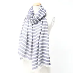 LOUIS VUITTON ルイ・ヴィトン エトール モノグラム マリン ストール ロゴ刺繍 ボーダー ストライプ フリンジ ロング マフラー イタリア製 ブランド古着【中古】20250726/RA5620