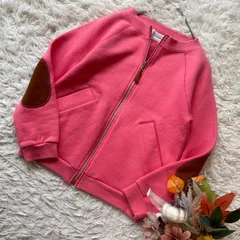 極美品　J&M DAVIDSON　ジェイアンドエムデヴィドッソン　裏起毛　スエット　フルジップジャケット　スエードエルボーパッチ　カーディガン　10 ピンク　日本製