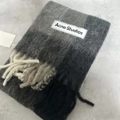 Acne Studios アクネ ロゴ モヘアチェックスカーフ マフラー