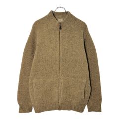 メンズ 毛100％ ケーブル編み ジップアップニットカーディガン 