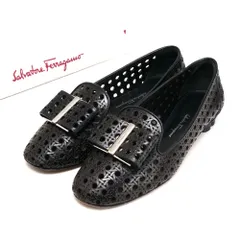 Salvatore Ferragamo サルヴァトーレフェラガモ パンプス サイズ5.5D フラワーヒール 編みレザー 靴 イタリア製 ブランド古着【中古】20250513/RA4649