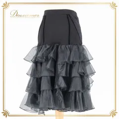 社交ダンス 衣装 スカート ブラック系 チャコット Chacott 黒 無地 フリル ラテン レッスン 練習 ストレッチ 伸縮 かわいい ボリューム 上品 ダンス衣装 パーティースリット 透け感 インナーパンツ レース 花 オールブラック
