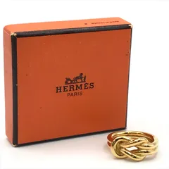 美品 Hermes エルメス アタメ スカーフリング ゴールド メタル GP 服飾小物 スカーフ留め レディース ブランド 小物 箱付き k7163