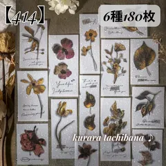 【414】コラージュ素材 素材紙 紙もの ステッカー 硫酸紙 メモ お花 花柄 植物 ドライフラワー アンティーク ジャンクジャーナル スクラップブッキング デコレーション 装飾 手帳 アルバム 日記 6種180枚