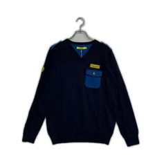 未使用品 メンズ ビバハート VIVA HEART セーター 50(L) 紺 長袖 Vネックニット ミリタリー風