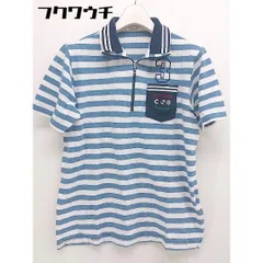 ◇ CAPRI カプリ ハーフジップ ボーダー 刺繍 長袖 ポロシャツ サイズ 46 ホワイト ブルー メンズ  【中古】 【1109060000285】