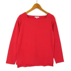 グローバルワーク GLOBAL WORK カットソー トップス スクエアネック コットン 長袖 M 赤 レッド