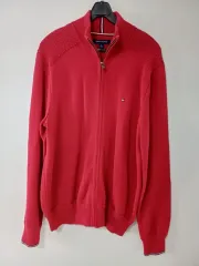 メンズ トミーヒルフィガー 春秋 コットン ジップアップニット (ほぼ新品 100)