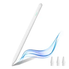 iPad ペンシル アップルペンシル 超高感度 iPad対応 タッチペン 2018-2025年 スタイラスペン Type-C急速充電/磁気吸着/傾き感知/誤作動防止機能対応 耐摩耗性 省電力 学習 製図 オフィス ホワイトモデル
