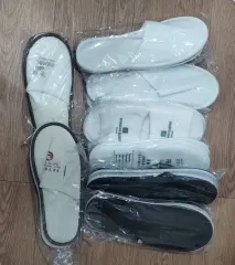 ホテル製使い捨てスリッパ ホワイト/ブラック 新品 7+1