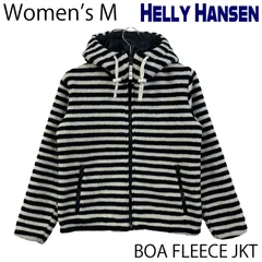 【USED／ウィメンズM】HELLY HANSEN ボアフリース フーディ ジャケット ネイビー／ホワイト