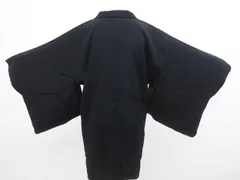 【一輝堂】黒羽織 羽織紐別売 正絹 着物 身丈約82cm 裄丈約61cm 25z12-6987