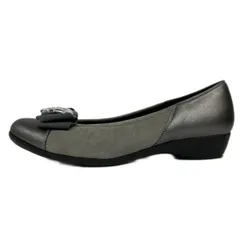 銀座ヨシノヤ/Yoshinoya(ギンザヨシノヤ) パンプス 23.5 レディース - グレー リボン/ビジュー レザー