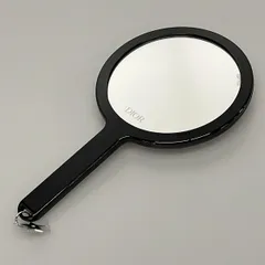 DIOR/ChristianDior(ディオール/クリスチャンディオール) ミラー美品  クリア×黒 ノベルティ/ハンドミラー/カナージュステッチ レザー