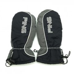 PING Mitten Gloves, Gray x Black, Fleece Lined, Logo, Men's Golf Wear