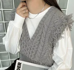 ラスト1点⭐︎ フリンジニットベスト gray