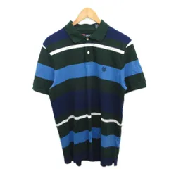 チャップス CHAPS ラルフローレン 古着 ポロシャツ 半袖 ロゴ刺繍 ボーダー M 緑 グリーン 紺 ネイビー 白 ホワイト ■MET2