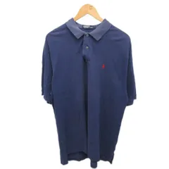 ラルフローレン RALPH LAUREN ポロシャツ  半袖 ポニー刺繍 オーバーサイズ L 紺 ネイビー ☆AA★ ■MET2