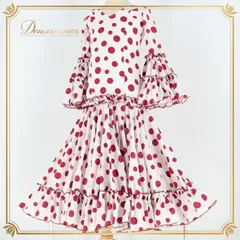 フラメンコ 衣装 ワンピース ドレス 子供 キッズ ジュニア 水玉 ドット ボランテ フリル ダンス パーティ 発表会 赤 白 ホワイト系 レッド系 フラメンコ衣装 子供ドレス 可愛いデザイン ダンス衣装 発表会用 衣装 おしゃれ 赤ドット 白ドット